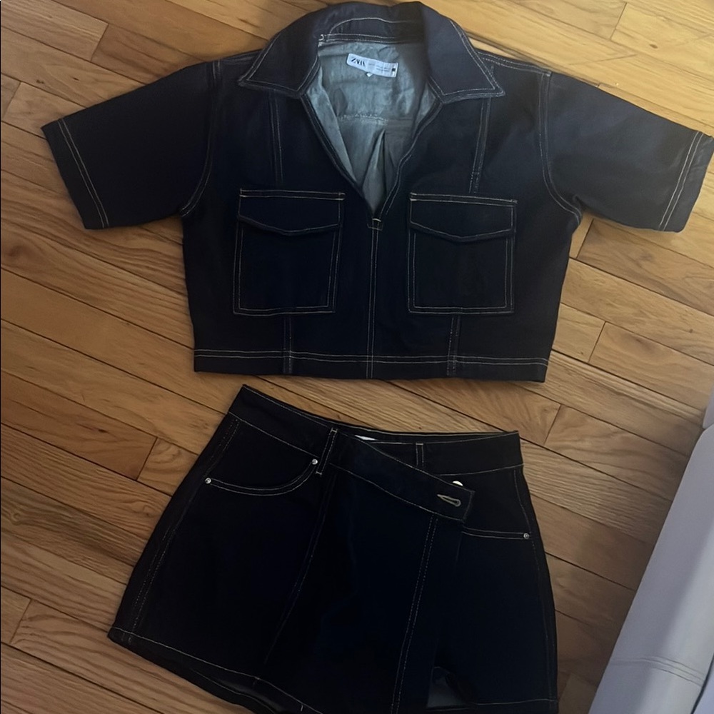 Blue Denim Two-Piece Set